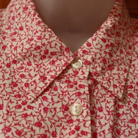 Sonoma Red Micro Ditsy Floral Button Down Sleeveless Top Blouse Women’s LG - Picture 6 of 8